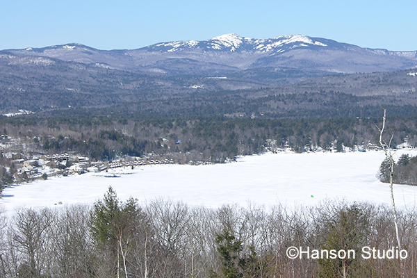Newfound Lake, NH - Mt. Cardigan and Lake from hill top - Winter